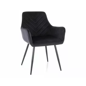   Fig Velvet Geometrikus Bársony Étkezőszék Fekete Matt Vázzal