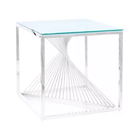 Flame Modern Üveg Dohányzóasztal Krómozott Vázzal