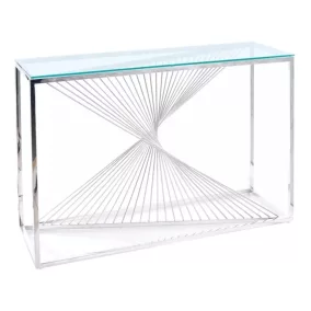 Flame C Edzett Üveg Konzolasztal Króm Vázzal