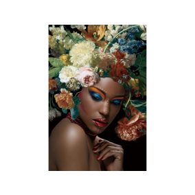 Virágos Portré Edzett Üvegkép 80x120 cm
