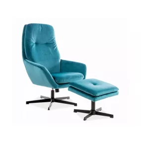 Ford Velvet Luxus Pihenőfotel Bársony Türkiz Forgatható