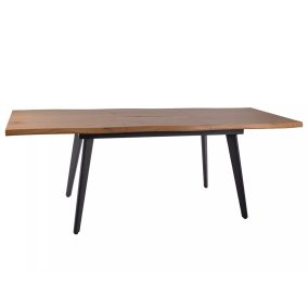   Fresno Kihúzható Tölgy Étkezőasztal Fekete Fém Lábakkal