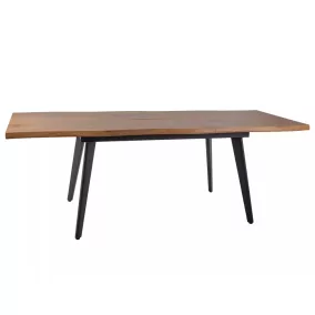   Fresno Kihúzható Tölgy Étkezőasztal Fekete Fém Lábakkal