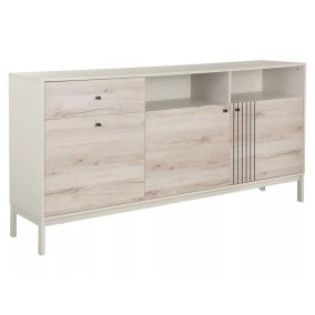   Frost K1 Modern Komód Laminált Alpesi Tölgy-Fehér Tárolórendszer