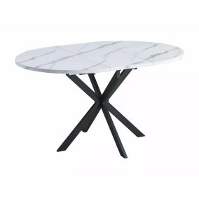   Gaston Bővíthető Kerek Étkezőasztal Márvány Hatású Fehér Lappal