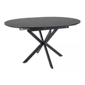   Gaston Ceramic Kihúzható Kerek Étkezőasztal Kerámia Matt Fekete