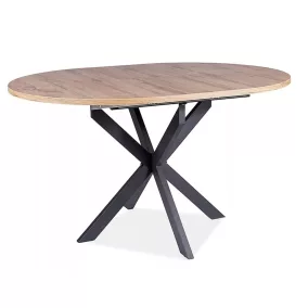   Gaston Artisan Kerek Bővíthető MDF Tölgy Étkezőasztal Fekete Pókláb