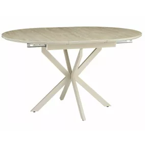   Gaston Ceramic 100 kerek bővíthető étkezőasztal MDF kerámia bevonattal bézs travertino mintázat kasmír fém lábbal