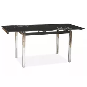 GD-017 Kihúzható Üveg Étkezőasztal Fekete Króm Vázzal