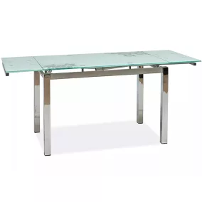   Signal GD-017 Kihúzható Edzett Üveg Étkezőasztal Fehér Króm Vázzal