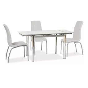 GD-019 Kihúzható Fehér Üveg Étkezőasztal Króm Vázzal