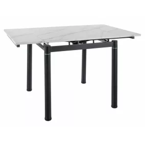   GD-082 Kihúzható Márvány Hatású MDF Étkezőasztal Fekete Fém Vázzal