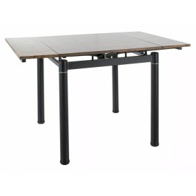   GD082 Vintage Dió Kihúzható Étkezőasztal Fekete Fém Vázzal