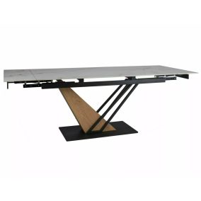   Genesis Luxus Bővíthető Kerámia Étkezőasztal Matt Fehér Tölgy Dizájn