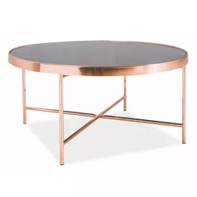 Gina B Kerek Üveg Dohányzóasztal Fekete Réz Vázzal