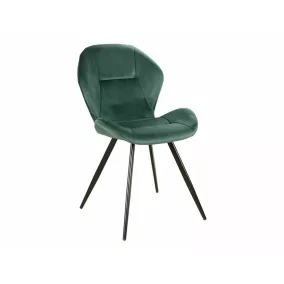   Ginger Bársony Étkezőszék Zöld Bársony Kárpittal Fekete Lábakkal