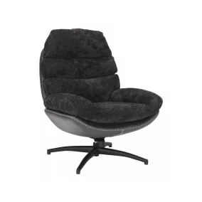   Giselle Luxus Forgó Fotel Fekete Szövet-Műbőr Kárpitozással