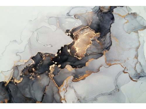 Golden Tide Edzett Üveg Művészi Falikép Szürke-Arany Márvány Hatású