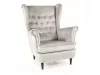 Harry Velvet Elegáns Füles Fotel Bársony Világosszürke Tűzött