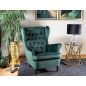 Harry Velvet Füles Fotel Bársony Zöld Tűzött