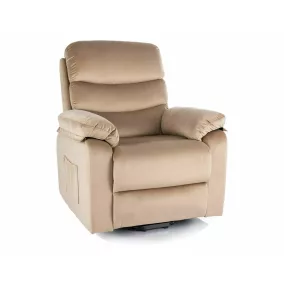   Hektor M Elektromos Bársony Relax Fotel Bézs Masszázsfunkcióval