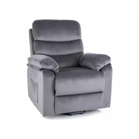   Hektor M Elektromos Bársony Relax Fotel Szürke Masszázs Funkcióval