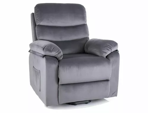 Hektor M Elektromos Bársony Relax Fotel Szürke Masszázs Funkcióval