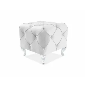   Hestia Elegance Kristály Bársony Puff Világosszürke Ezüst Lábakkal