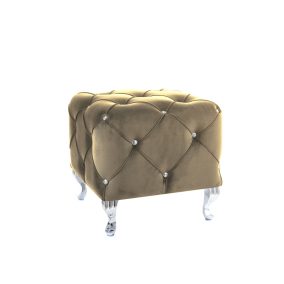   Hestia Elegance Kristály Bársony Puff Bézs Ezüst Lábakkal