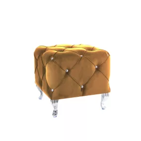   Hestia Elegance Kristály Bársony Puff Curry Ezüst Lábakkal