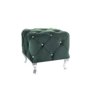   Hestia Elegance Kristály Bársony Puff Zöld Ezüst Lábakkal