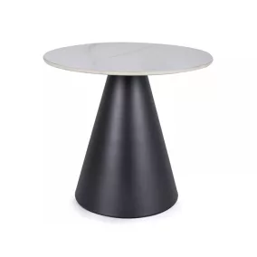   Hill Kerek Dohányzóasztal Kerámia Fényes Fehér Matt Fekete