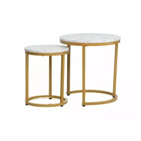 Hola Luxus Márvány Dohányzóasztal Szett Arany Vázzal