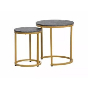 Hola Luxus Márvány Dohányzóasztal Szett Arany Vázzal