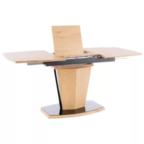   Houston Modern Bővíthető Tölgy Étkezőasztal Fekete Üveg Talppal