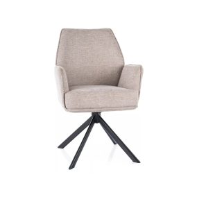   Hugo Brego Forgó Szék Világos Bézs Szövet Fekete Fém Vázzal