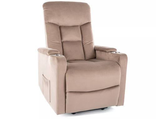 Ikar Elektromos Relax Fotel Bársony Sötétbézs