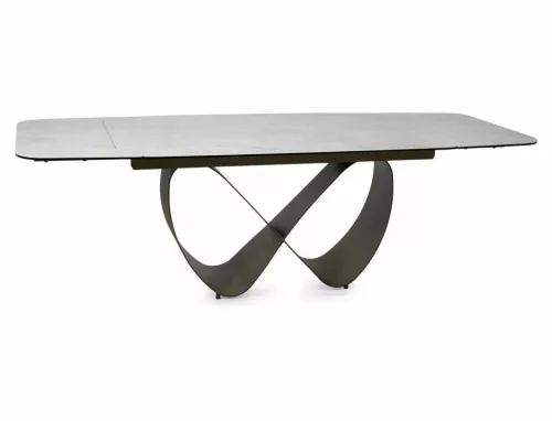 Infinity Ceramic bővíthető étkezőasztal edzett üveg és Taj Mahal kerámia lappal bézs matt réz színű fém vázzal