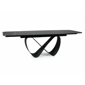   Infinity Ceramic Bővíthető Üvegkerámia Étkezőasztal Fekete Végtelen Dizájn