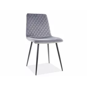   Irys Velvet Steppelt Bársony Étkezőszék Szürke Fekete Vázzal