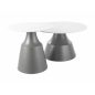   Itaka Kerek Kerámia Dohányzóasztal Szett Fehér/Szürke Matt