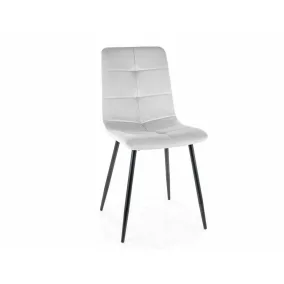   Ivo Velvet Világosszürke Bársony Étkezőszék Fekete Fém Vázzal