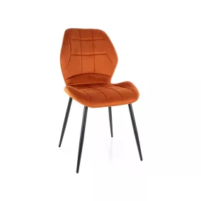   Jake Velvet Fahéjbarna Bársony Étkezőszék Fekete Fém Lábakkal