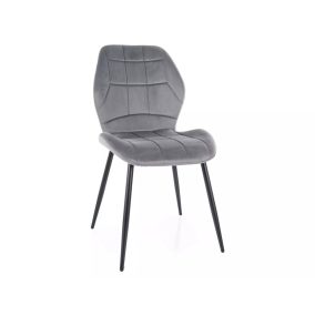   Jake Velvet Szürke Bársony Étkezőszék Fekete Fém Lábakkal