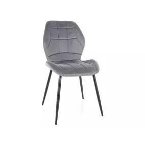   Jake Velvet Szürke Bársony Étkezőszék Fekete Fém Lábakkal
