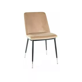   Jill Velvet Bársony Étkezőszék Bézs Fekete Króm Lábakkal