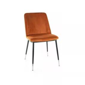   Jill Velvet Fahéjbarna Bársony Étkezőszék Fekete-Króm Lábakkal