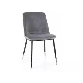 Jill Velvet Bársony Étkezőszék Szürke Fém Vázzal