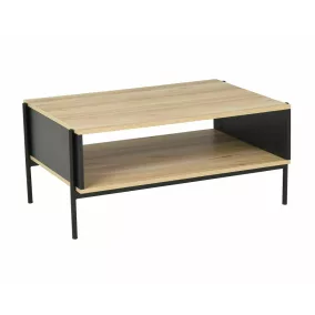   Karina Modern Dohányzóasztal Tölgy MDF Fekete Fém Vázzal