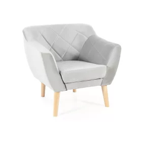   Karo Velvet Bükk Fotel Világosszürke Bársony Kárpitozással